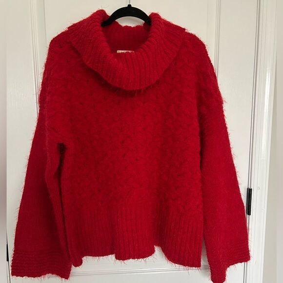Anthropologie Sleeping On Snow Women's Red Chunky Knit Sweater Size Extra Large - Picture 1 of 11
